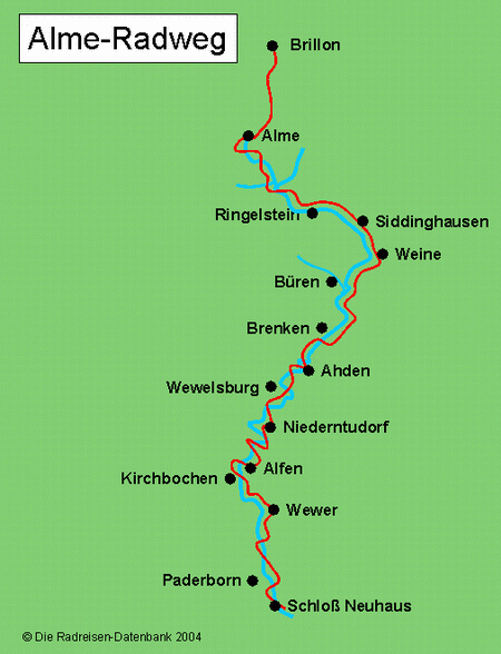 Alme-Radweg - alle Radwege in Nordrhein-Westfalen bei www.fahrradreisen.de