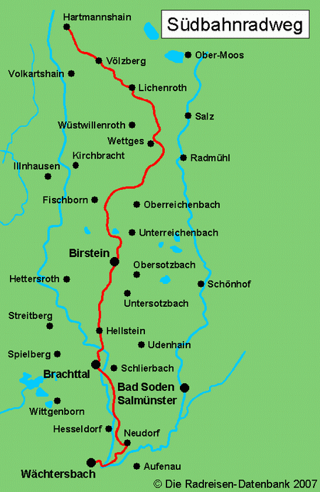 Südbahnradweg - alle Radwege in Hessen bei www.fahrradreisen.de
