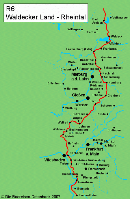 Vom Waldecker Land ins Rheintal - Hessischer Radfernweg R6 - alle